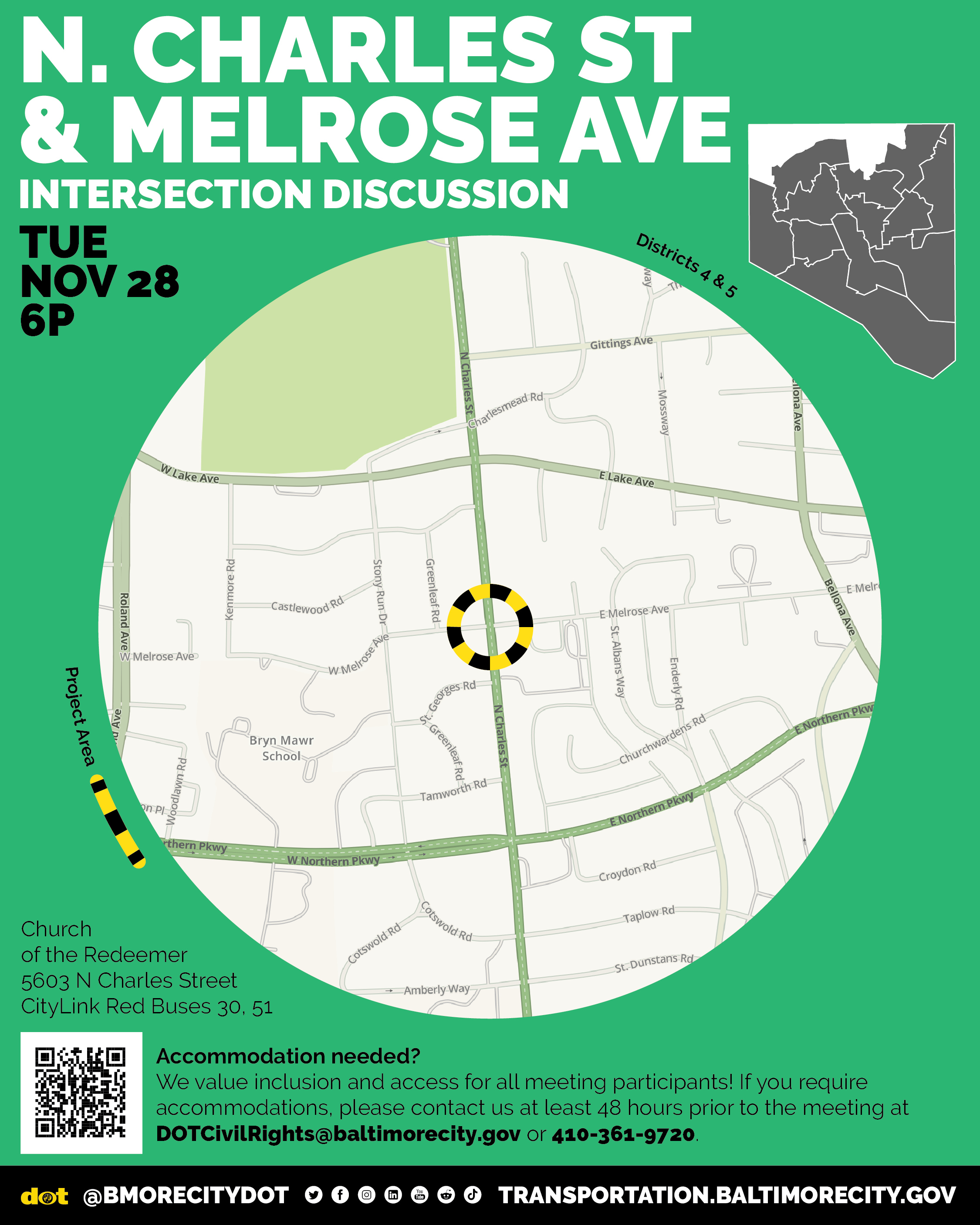 N. Charles St & Melrose Ave Intersection Discussion Flyer